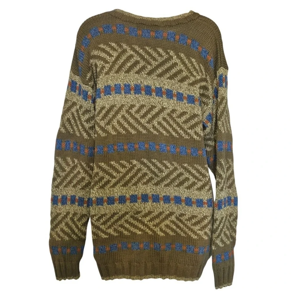 VTG 90s Grandpa Core Knit Sweater‎ Retro Aztec Cotton Men S Cosby Biggie READ